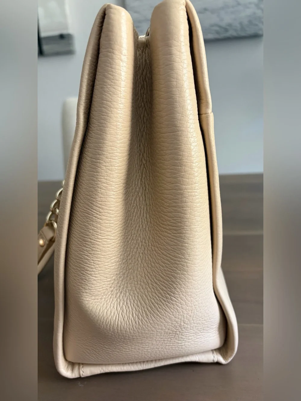 Kate Spade Cream Pebbled Leather Chain Tote